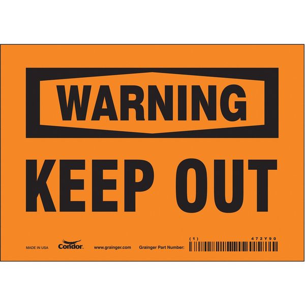 Safety Sign, 5 in Height, 7 in Width, Vinyl, Horizontal Rectangle, English, 472Y90