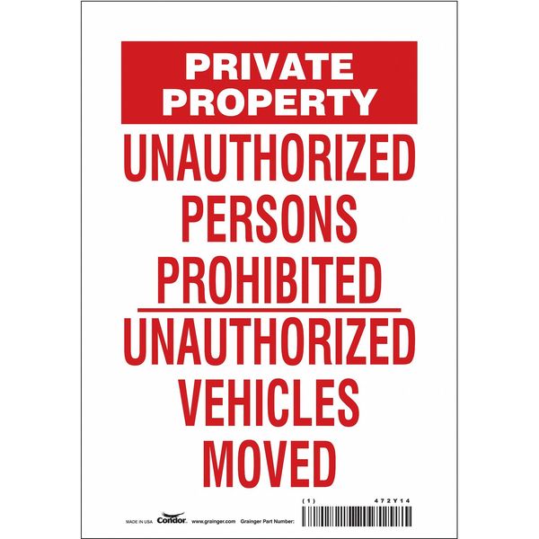 Safety Sign, 10 in Height, 7 in Width, Vinyl, Horizontal Rectangle, English, 472Y14