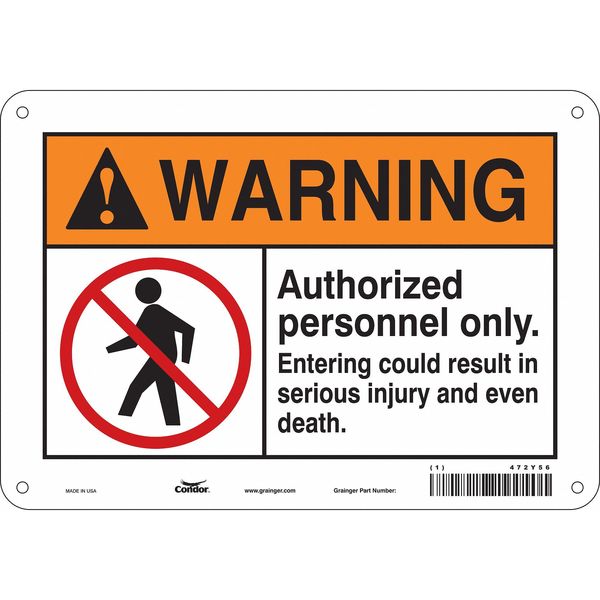 Safety Sign, 7 in Height, 10 in Width, Polyethylene, Vertical Rectangle, English, 472Y56