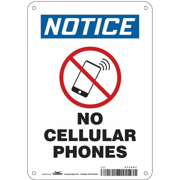 Safety Sign, 10 in Height, 7 in Width, Polyethylene, Horizontal Rectangle, English, 472Z87