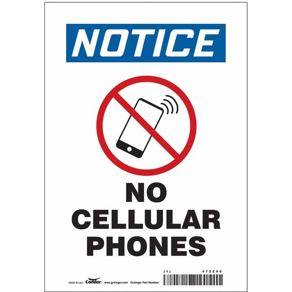 Safety Sign, 10 in Height, 7 in Width, Vinyl, Horizontal Rectangle, English, 472Z90