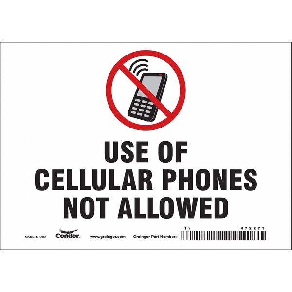 Safety Sign, 5 in Height, 7 in Width, Vinyl, Horizontal Rectangle, English, 472Z71