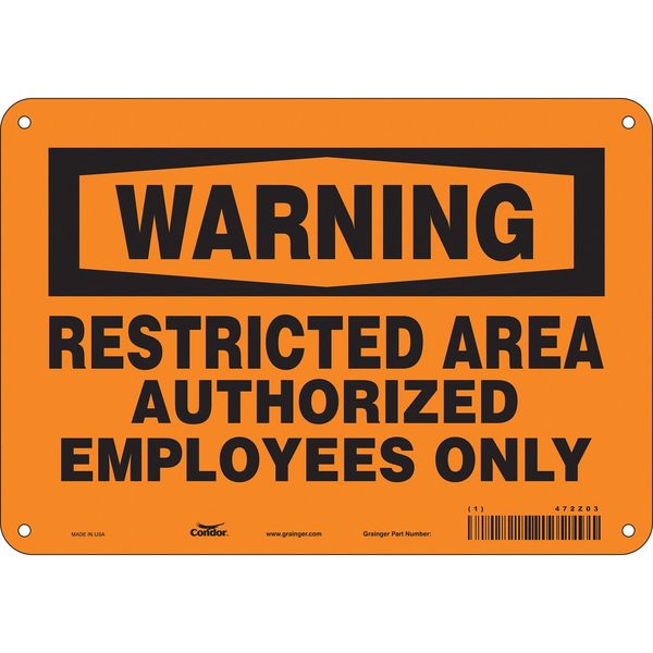 Safety Sign, 7 in Height, 10 in Width, Polyethylene, Vertical Rectangle, English, 472Z03