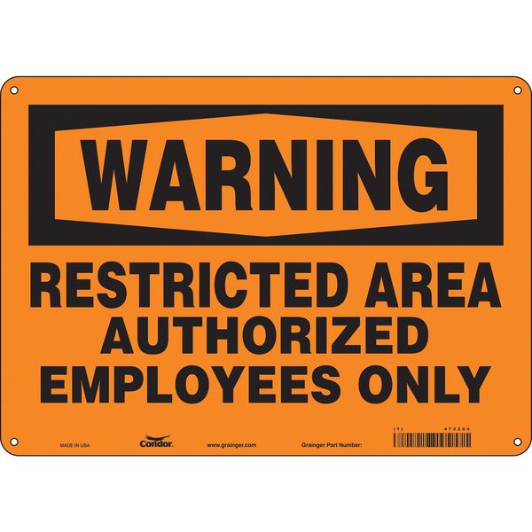 Safety Sign, 10 in Height, 14 in Width, Polyethylene, Horizontal Rectangle, English, 472Z04