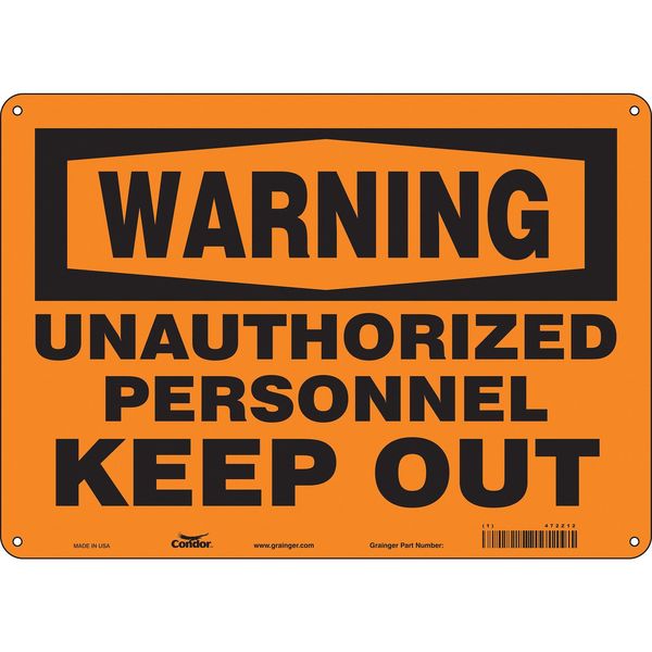 Safety Sign, 10 in Height, 14 in Width, Polyethylene, Horizontal Rectangle, English, 472Z12