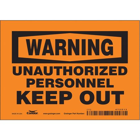 Safety Sign, 5 in Height, 7 in Width, Vinyl, Horizontal Rectangle, English, 472Z13