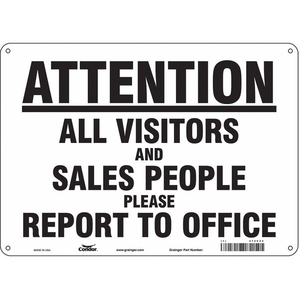 Safety Sign, 10 in Height, 14 in Width, Polyethylene, Horizontal Rectangle, English, 472C24