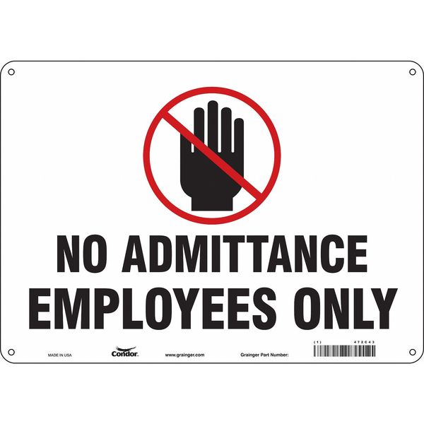 Safety Sign, 10 in Height, 14 in Width, Polyethylene, Horizontal Rectangle, English, 472C43
