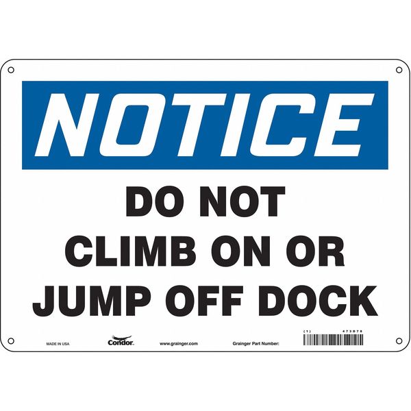 Safety Sign, 10 in Height, 14 in Width, Polyethylene, Horizontal Rectangle, English, 473D78