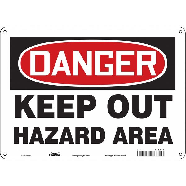 Safety Sign, 10 in Height, 14 in Width, Polyethylene, Horizontal Rectangle, English, 473D39