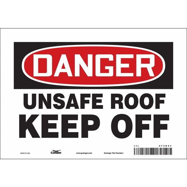 Safety Sign, 7 in Height, 10 in Width, Vinyl, Vertical Rectangle, English, 473D51