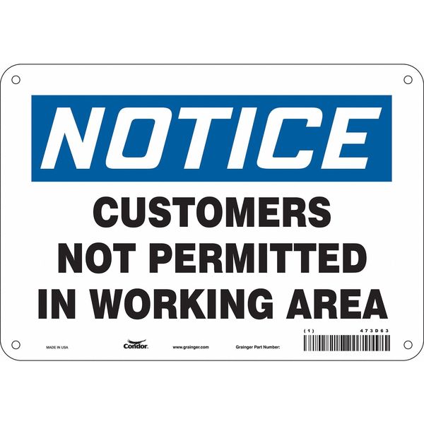 Safety Sign, 7 in Height, 10 in Width, Polyethylene, Vertical Rectangle, English, 473D63