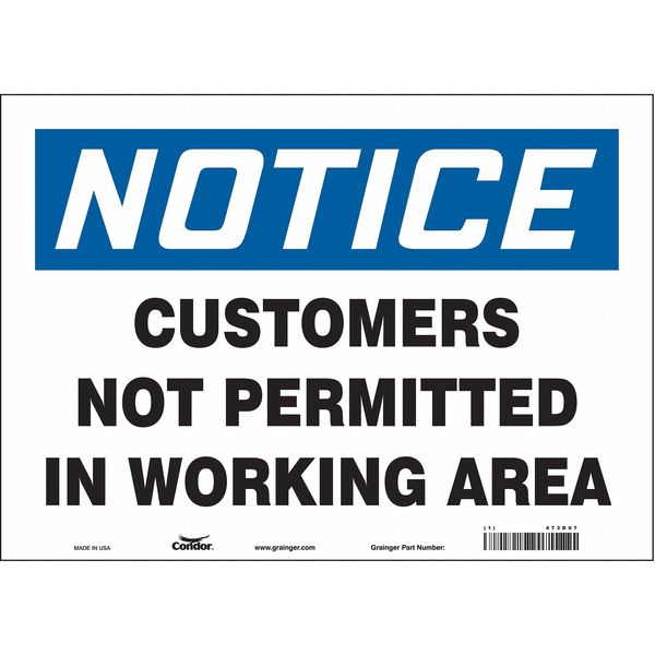 Safety Sign, 10 in Height, 14 in Width, Vinyl, Horizontal Rectangle, English, 473D67