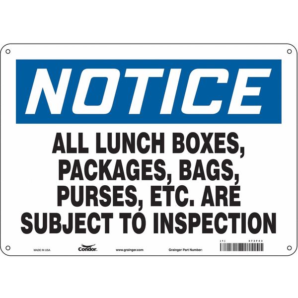 Safety Sign, 10 in Height, 14 in Width, Polyethylene, Horizontal Rectangle, English, 473F43