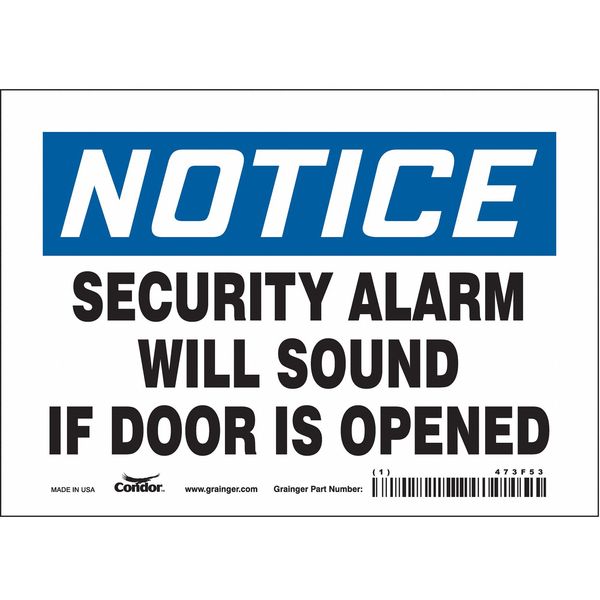 Safety Sign, 5 in Height, 7 in Width, Vinyl, Horizontal Rectangle, English, 473F53