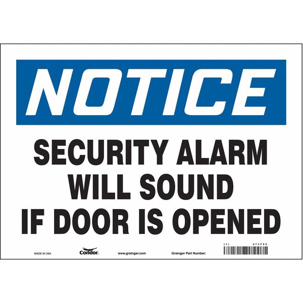 Safety Sign, 10 in Height, 14 in Width, Vinyl, Horizontal Rectangle, English, 473F55