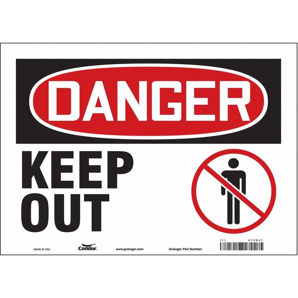 Safety Sign, 10 in Height, 14 in Width, Vinyl, Horizontal Rectangle, English, 473G31