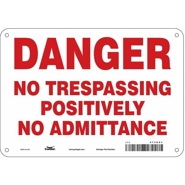 Safety Sign, 7 in Height, 10 in Width, Polyethylene, Vertical Rectangle, English, 473G63