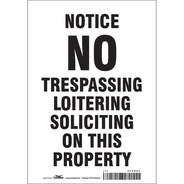 Safety Sign, 10 in Height, 7 in Width, Vinyl, Horizontal Rectangle, English, 473H84