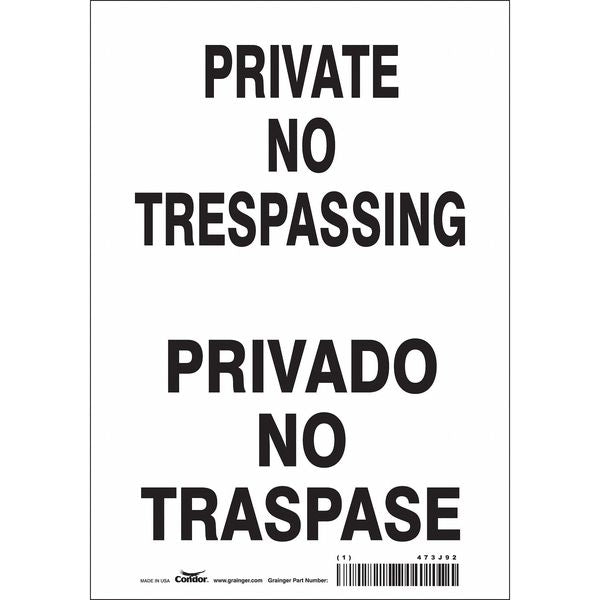 Safety Sign, 10 in Height, 7 in Width, Vinyl, Horizontal Rectangle, English, Spanish, 473J92