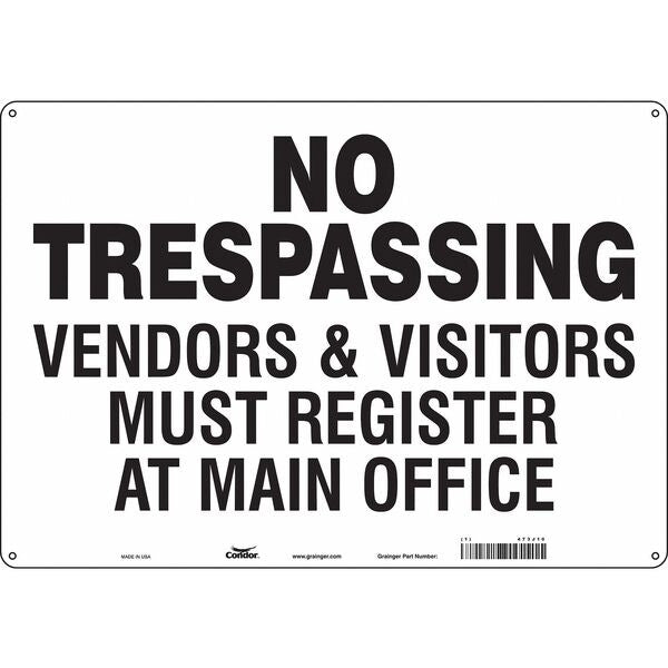 Safety Sign, 14 in H, 20 in W, Polyethylene, Horizontal Rectangle, English, 473J10