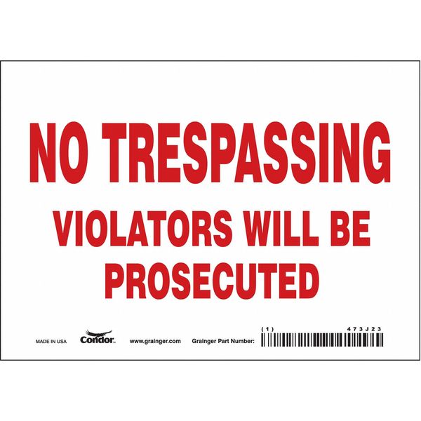 Safety Sign, 5 in Height, 7 in Width, Vinyl, Horizontal Rectangle, English, 473J23