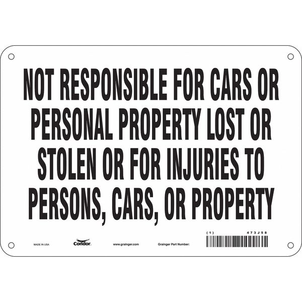 Safety Sign, 7 in Height, 10 in Width, Polyethylene, Vertical Rectangle, English, 473J58
