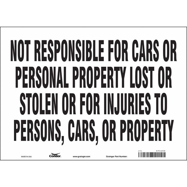Safety Sign, 10 in Height, 14 in Width, Vinyl, Horizontal Rectangle, English, 473J62