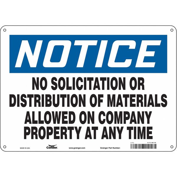 Safety Sign, 10 in Height, 14 in Width, Polyethylene, Horizontal Rectangle, English, 473K90