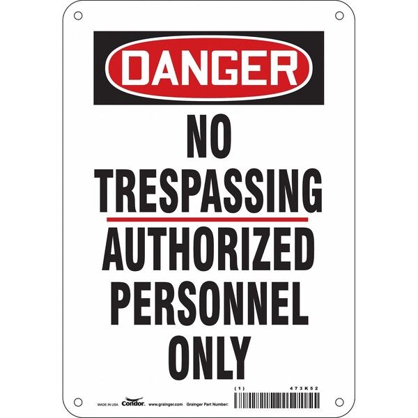 Safety Sign, 10 in Height, 7 in Width, Polyethylene, Horizontal Rectangle, English, 473K52