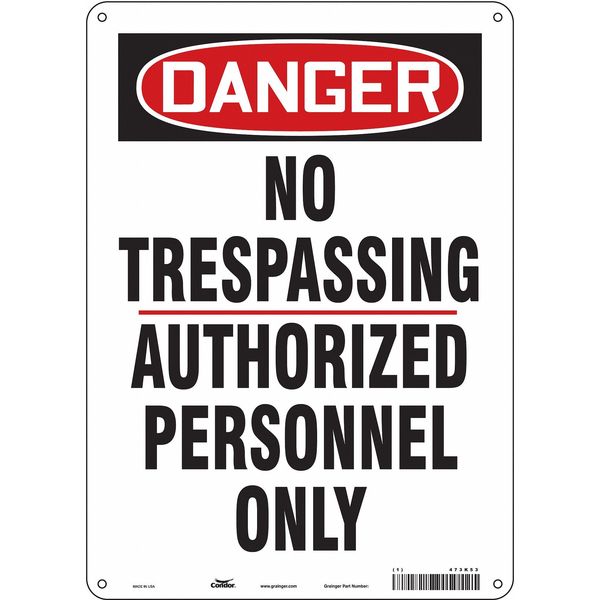 Safety Sign, 14 in Height, 10 in Width, Polyethylene, Vertical Rectangle, English, 473K53