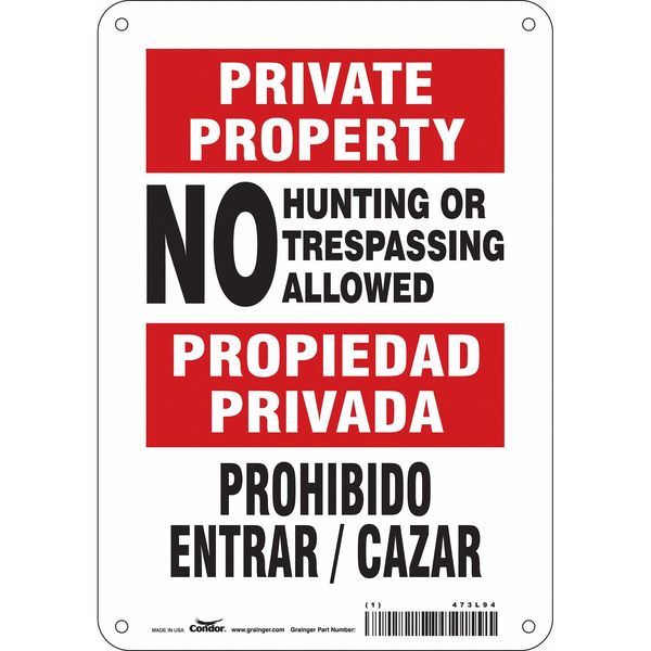 Safety Sign, 10 in H, 7 in W, Polyethylene, Horizontal Rectangle, English, Spanish, 473L94
