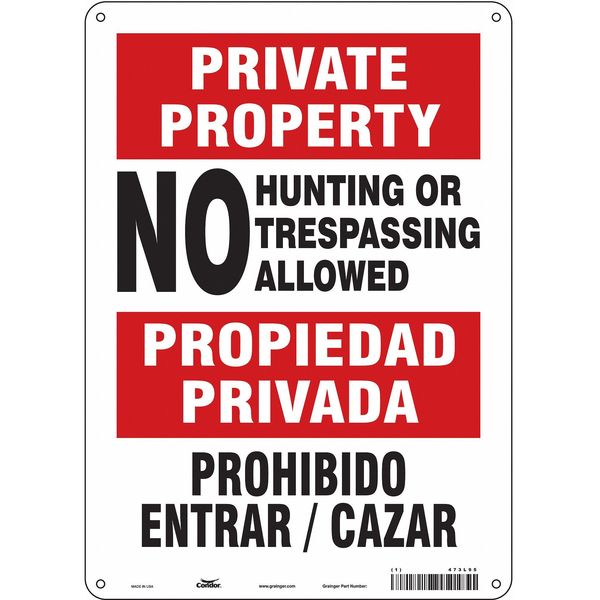 Safety Sign, 14 in Height, 10 in Width, Polyethylene, Vertical Rectangle, English, Spanish, 473L95