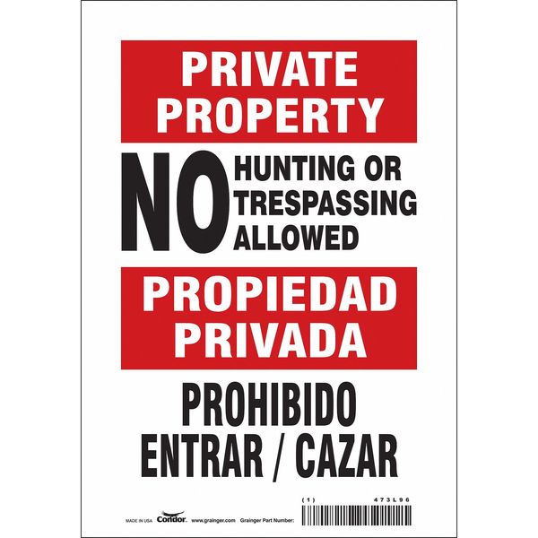Safety Sign, 10 in Height, 7 in Width, Vinyl, Horizontal Rectangle, English, Spanish, 473L96