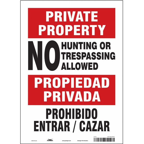 Safety Sign, 14 in Height, 10 in Width, Vinyl, Vertical Rectangle, English, Spanish, 473L97