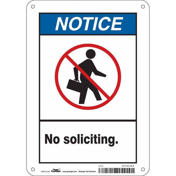 Safety Sign, 10 in Height, 7 in Width, Polyethylene, Horizontal Rectangle, English, 473L03