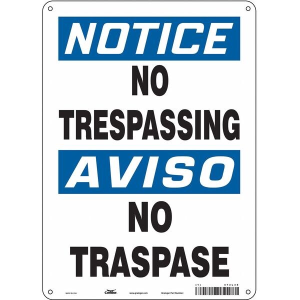 Safety Sign, 14 in Height, 10 in Width, Polyethylene, Vertical Rectangle, English, Spanish, 473L35