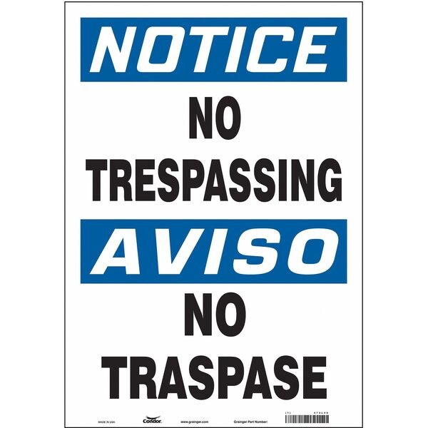 Safety Sign, 20 in H, 14 in W, Vinyl, Vertical Rectangle, English, Spanish, 473L40