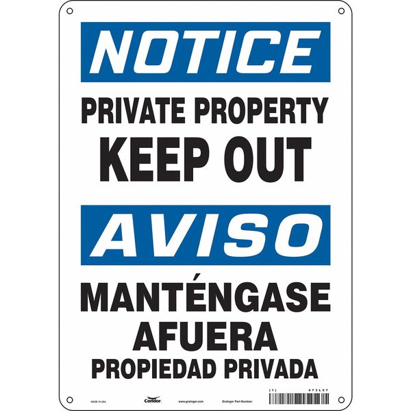 Safety Sign, 14 in Height, 10 in Width, Polyethylene, Vertical Rectangle, English, Spanish, 473L57