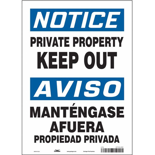 Safety Sign, 14 in Height, 10 in Width, Vinyl, Vertical Rectangle, English, Spanish, 473L59