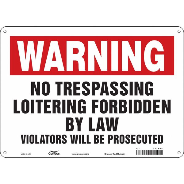 Safety Sign, 10 in Height, 14 in Width, Polyethylene, Horizontal Rectangle, English, 473M56