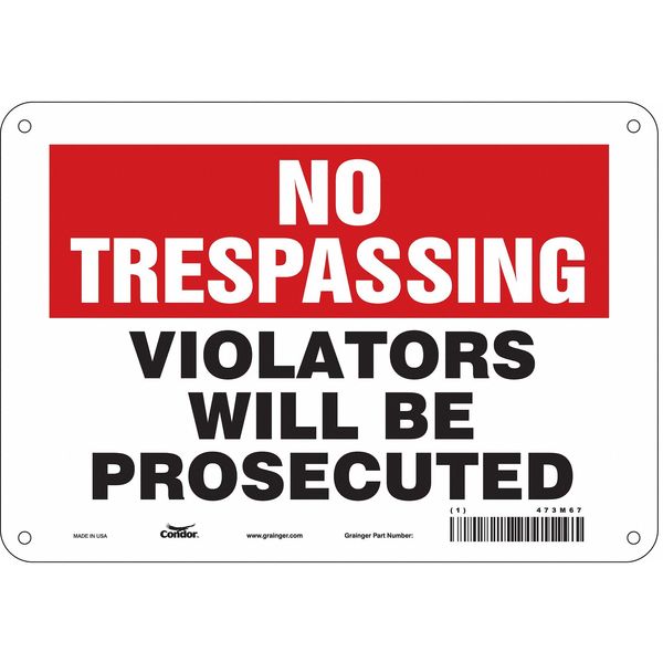 Safety Sign, 7 in Height, 10 in Width, Polyethylene, Vertical Rectangle, English, 473M67