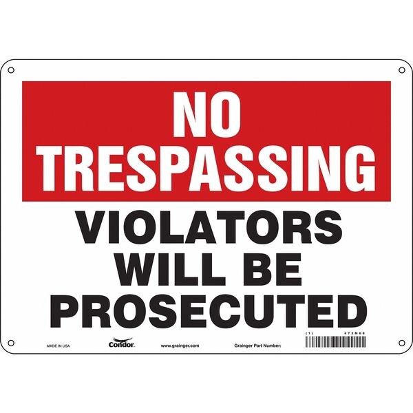 Safety Sign, 10 in Height, 14 in Width, Polyethylene, Horizontal Rectangle, English, 473M68