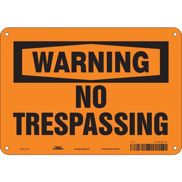 Safety Sign, 7 in Height, 10 in Width, Polyethylene, Vertical Rectangle, English, 473N11