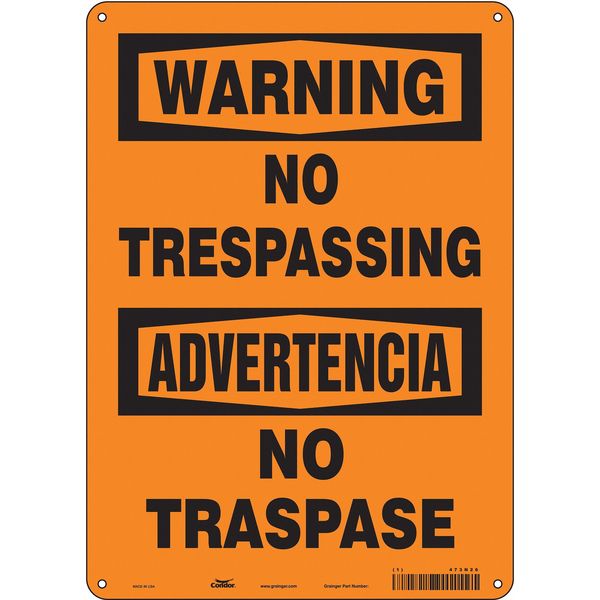 Safety Sign, 14 in Height, 10 in Width, Polyethylene, Vertical Rectangle, English, Spanish, 473N26