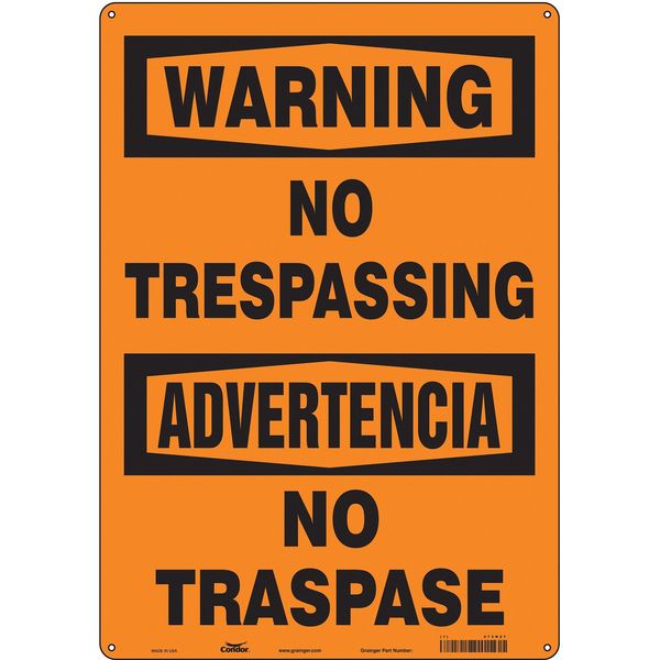Safety Sign, 20 in H, 14 in W, Polyethylene, Vertical Rectangle, English, Spanish, 473N27
