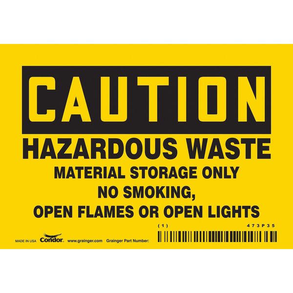 Safety Sign, 3 1/2 in H, 5 in W, Vinyl, Horizontal Rectangle, English, 473P35