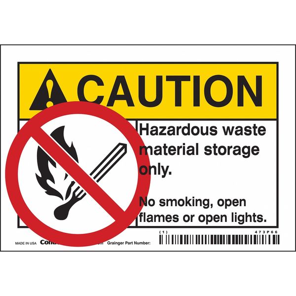 Safety Sign, 3 1/2 in H, 5 in W, Vinyl, Horizontal Rectangle, English, 473P66