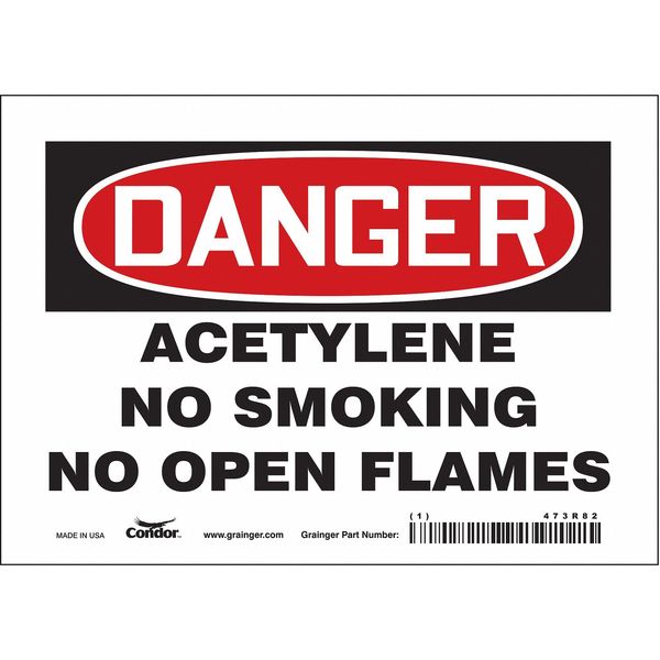 No Smoking Sign, 5 in H, 7 in W, Vinyl, Horizontal Rectangle, English, 473R82