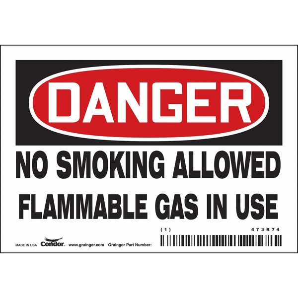 Safety Sign, 3 1/2 in H, 5 in W, Vinyl, Horizontal Rectangle, English, 473R74